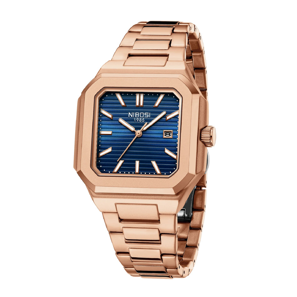 Santos Rose Gold-Blue Dial