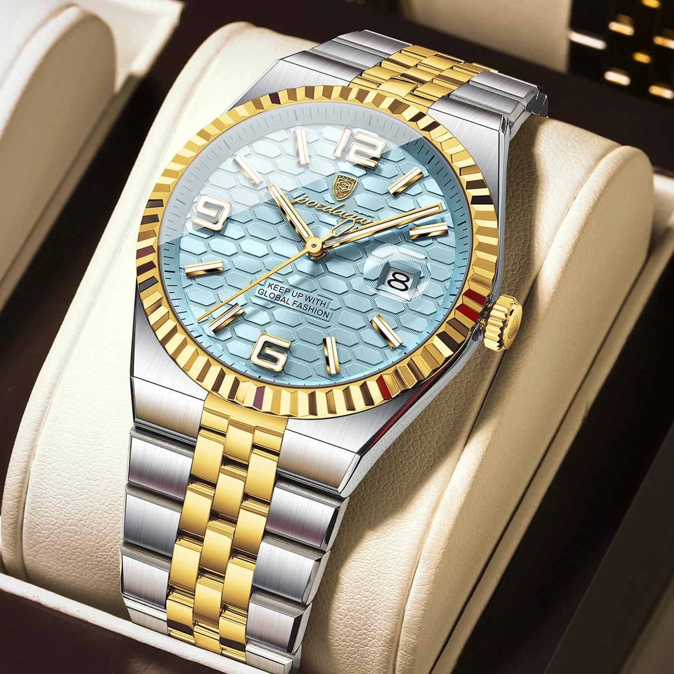Land-Dweller Steel/Gold-Ice Blue Dial