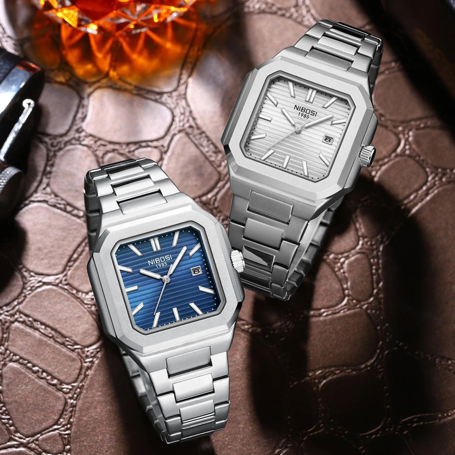 Santos Rose Gold-Blue Dial